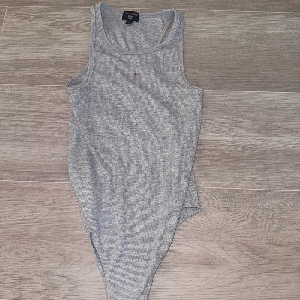 True Religion Gray Fitted Bodysuit Top